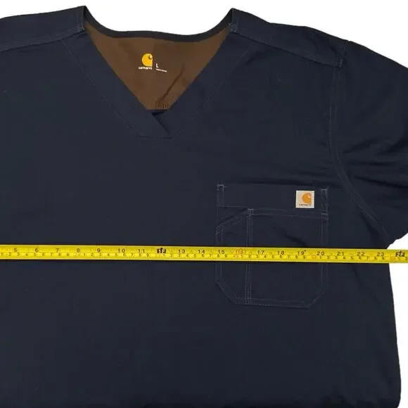 Carhartt Men's Ripstop Utility Scrub Top Navy Blue Size: Large - Picture 3 of 7